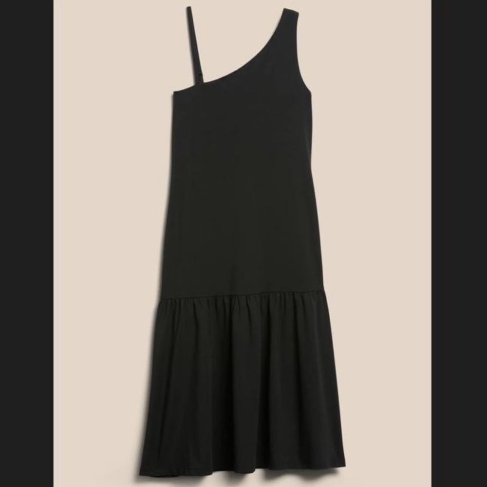 NWT Banana Republic Black Knit One-Shoulder Midi Dress XXSP